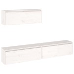 vidaXL Set dulap TV, 3 buc., alb, lemn masiv de pin vidaXL Set dulap TV, 3 buc., alb, lemn masiv de pin