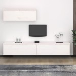 vidaXL Set dulap TV, 3 buc., alb, lemn masiv de pin vidaXL Set dulap TV, 3 buc., alb, lemn masiv de pin