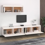 vidaXL Set dulap TV, 3 buc., alb, lemn masiv de pin vidaXL Set dulap TV, 3 buc., alb, lemn masiv de pin