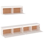 vidaXL Set dulap TV, 3 buc., alb, lemn masiv de pin vidaXL Set dulap TV, 3 buc., alb, lemn masiv de pin