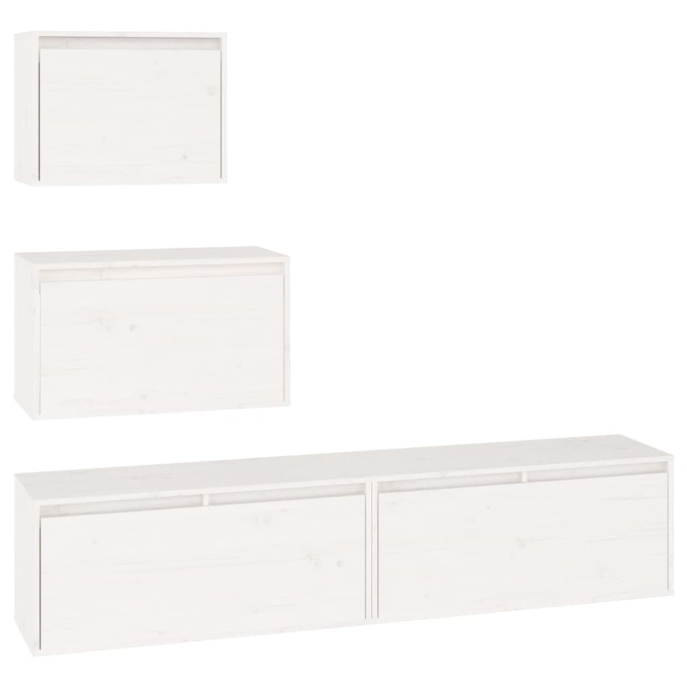 vidaXL Comode TV, alb, 4 buc., lemn masiv de pin
