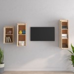vidaXL Comode TV, 3 buc., lemn masiv de pin