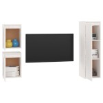 vidaXL Comode TV, 3 buc., alb, lemn masiv de pin