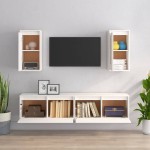 vidaXL Comode TV, 4 buc., alb, lemn masiv de pin