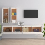vidaXL Comode TV, 4 buc., alb, lemn masiv de pin