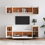 vidaXL Comode TV, 6 buc., alb, lemn masiv de pin