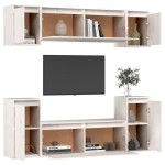vidaXL Comode TV, 6 buc., alb, lemn masiv de pin