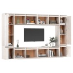 vidaXL Comode TV, 8 buc., alb, lemn masiv de pin