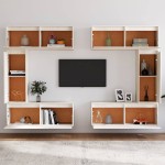 vidaXL Comode TV, 6 buc., alb, lemn masiv de pin