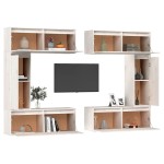 vidaXL Comode TV, 6 buc., alb, lemn masiv de pin