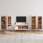vidaXL Comode TV, 5 buc., alb, lemn masiv de pin