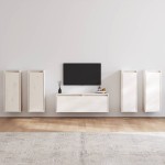 vidaXL Comode TV, 5 buc., alb, lemn masiv de pin