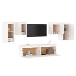 vidaXL Comode TV, alb, 6 buc., lemn masiv de pin