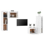 vidaXL Comode TV, alb, 4 buc., lemn masiv de pin