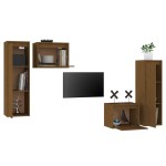 vidaXL Comode TV, maro miere, 4 buc., lemn masiv de pin
