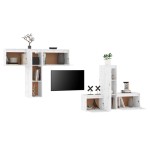 vidaXL Comode TV, alb, 6 buc., lemn masiv de pin