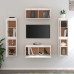 vidaXL Comode TV, alb,6 buc., lemn masiv de pin