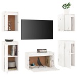 vidaXL Comode TV, alb, 5 buc., lemn masiv de pin