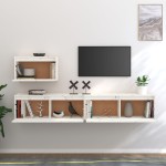 vidaXL Comode TV, alb, 3 buc., lemn masiv de pin