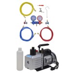 vidaXL Pompă de vid 100 L/min cu set manometru cu 2 căi în set scule vidaXL Pompă de vid 100 L/min cu set manometru cu 2 căi în set scule