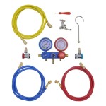 vidaXL Pompă de vid 100 L/min cu set manometru cu 2 căi în set scule vidaXL Pompă de vid 100 L/min cu set manometru cu 2 căi în set scule