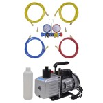 vidaXL Pompă de vid 100 L/min cu set manometru cu 4 căi în trusă scule vidaXL Pompă de vid 100 L/min cu set manometru cu 4 căi în trusă scule