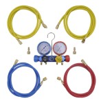 vidaXL Pompă de vid 100 L/min cu set manometru cu 4 căi în trusă scule vidaXL Pompă de vid 100 L/min cu set manometru cu 4 căi în trusă scule