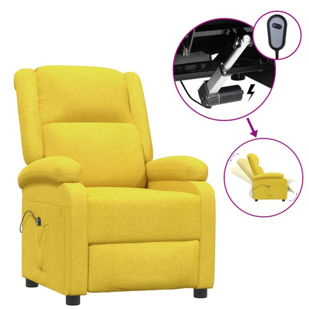 vidaXL Fotoliu rabatabil electric, galben, material textil