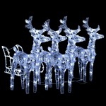 vidaXL Decorațiune de Crăciun cu reni și sanie, 240 LED-uri, acril vidaXL Decorațiune de Crăciun cu reni și sanie, 240 LED-uri, acril