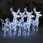 vidaXL Decorațiune de Crăciun cu reni și sanie, 240 LED-uri, acril vidaXL Decorațiune de Crăciun cu reni și sanie, 240 LED-uri, acril