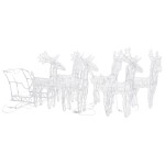 vidaXL Decorațiune de Crăciun reni și sanie 320 LED-uri acril