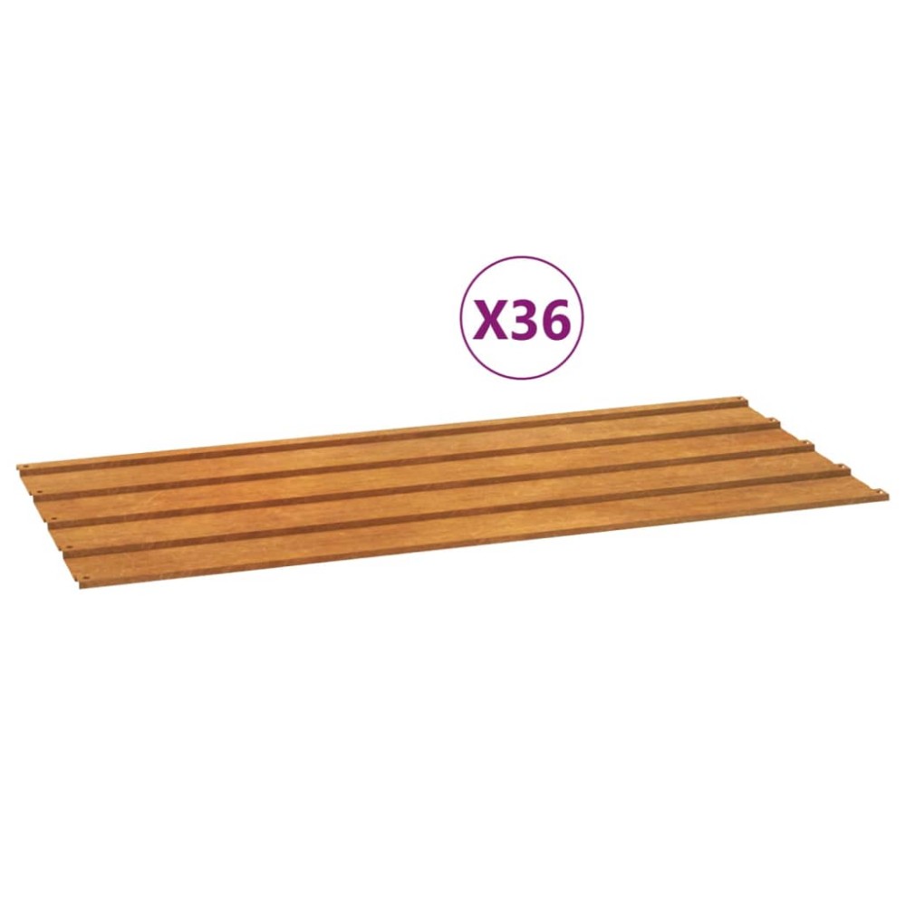 vidaXL Panouri de acoperiș, 36 buc., ruginiu, 100x44 cm, oțel corten