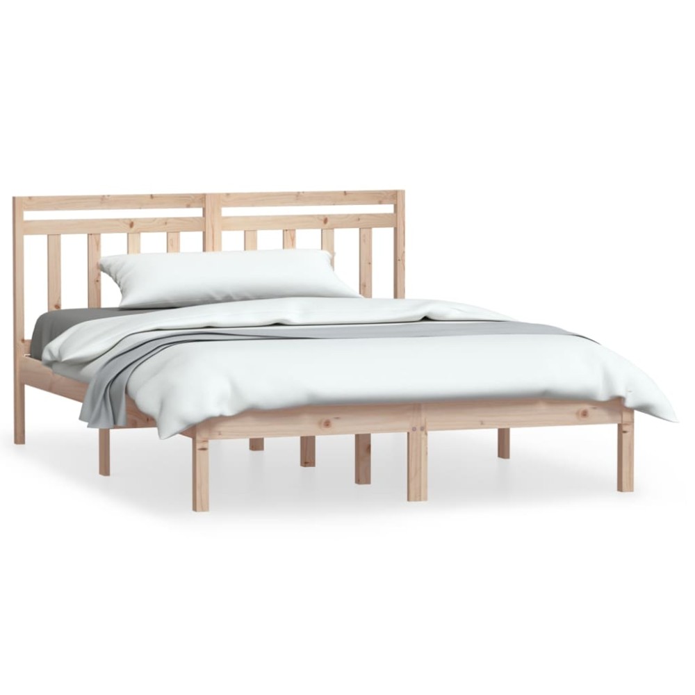 vidaXL Cadru de pat dublu, 135x190 cm, lemn masiv