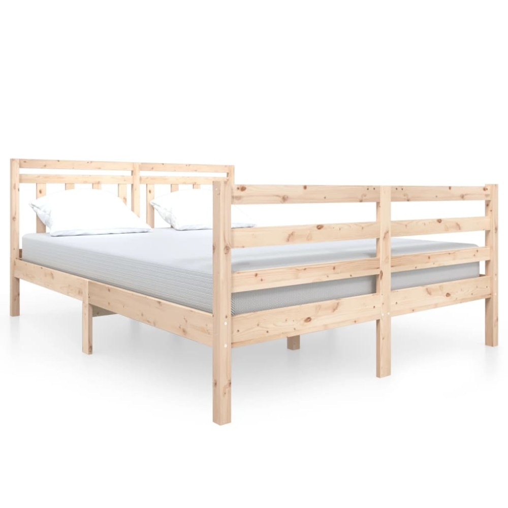 vidaXL Cadru de pat dublu, 135x190 cm, lemn masiv
