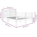 vidaXL Cadru de pat dublu, 135x190 cm, lemn masiv