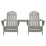 vidaXL Scaune de grădină Adirondack & masă ceai, gri, lemn masiv brad vidaXL Scaune de grădină Adirondack & masă ceai, gri, lemn masiv brad