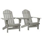 vidaXL Scaune de grădină Adirondack & masă ceai, gri, lemn masiv brad vidaXL Scaune de grădină Adirondack & masă ceai, gri, lemn masiv brad