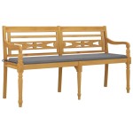 vidaXL Bancă Batavia cu pernă gri, 150 cm, lemn masiv de tec vidaXL Bancă Batavia cu pernă gri, 150 cm, lemn masiv de tec