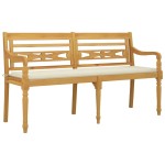 vidaXL Bancă Batavia cu pernă crem, 150 cm, lemn masiv de tec vidaXL Bancă Batavia cu pernă crem, 150 cm, lemn masiv de tec