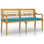 vidaXL Bancă Batavia cu pernă albastră, 150 cm, lemn masiv de tec vidaXL Bancă Batavia cu pernă albastră, 150 cm, lemn masiv de tec