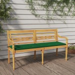 vidaXL Bancă Batavia cu pernă verde, 150 cm, lemn masiv de tec vidaXL Bancă Batavia cu pernă verde, 150 cm, lemn masiv de tec