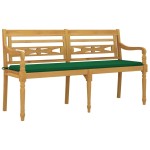 vidaXL Bancă Batavia cu pernă verde, 150 cm, lemn masiv de tec vidaXL Bancă Batavia cu pernă verde, 150 cm, lemn masiv de tec