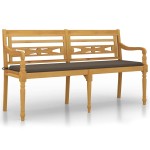 vidaXL Bancă Batavia cu pernă gri taupe, 150 cm, lemn masiv de tec vidaXL Bancă Batavia cu pernă gri taupe, 150 cm, lemn masiv de tec