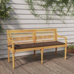 vidaXL Bancă Batavia cu pernă gri taupe, 150 cm, lemn masiv de tec vidaXL Bancă Batavia cu pernă gri taupe, 150 cm, lemn masiv de tec