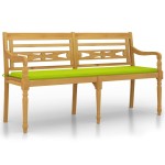 vidaXL Bancă Batavia cu pernă verde aprins, 150 cm, lemn masiv tec vidaXL Bancă Batavia cu pernă verde aprins, 150 cm, lemn masiv tec