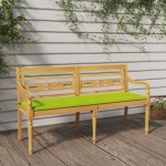 vidaXL Bancă Batavia cu pernă verde aprins, 150 cm, lemn masiv tec vidaXL Bancă Batavia cu pernă verde aprins, 150 cm, lemn masiv tec