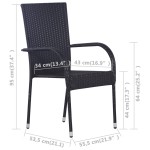 vidaXL Scaune de exterior stivuibile, 4 buc., negru, poliratan vidaXL Scaune de exterior stivuibile, 4 buc., negru, poliratan