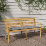 vidaXL Bancă Batavia cu pernă gri, 150 cm, lemn masiv de tec vidaXL Bancă Batavia cu pernă gri, 150 cm, lemn masiv de tec