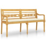 vidaXL Bancă Batavia cu pernă crem, 150 cm, lemn masiv de tec vidaXL Bancă Batavia cu pernă crem, 150 cm, lemn masiv de tec