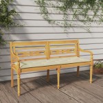 vidaXL Bancă Batavia cu pernă crem, 150 cm, lemn masiv de tec vidaXL Bancă Batavia cu pernă crem, 150 cm, lemn masiv de tec